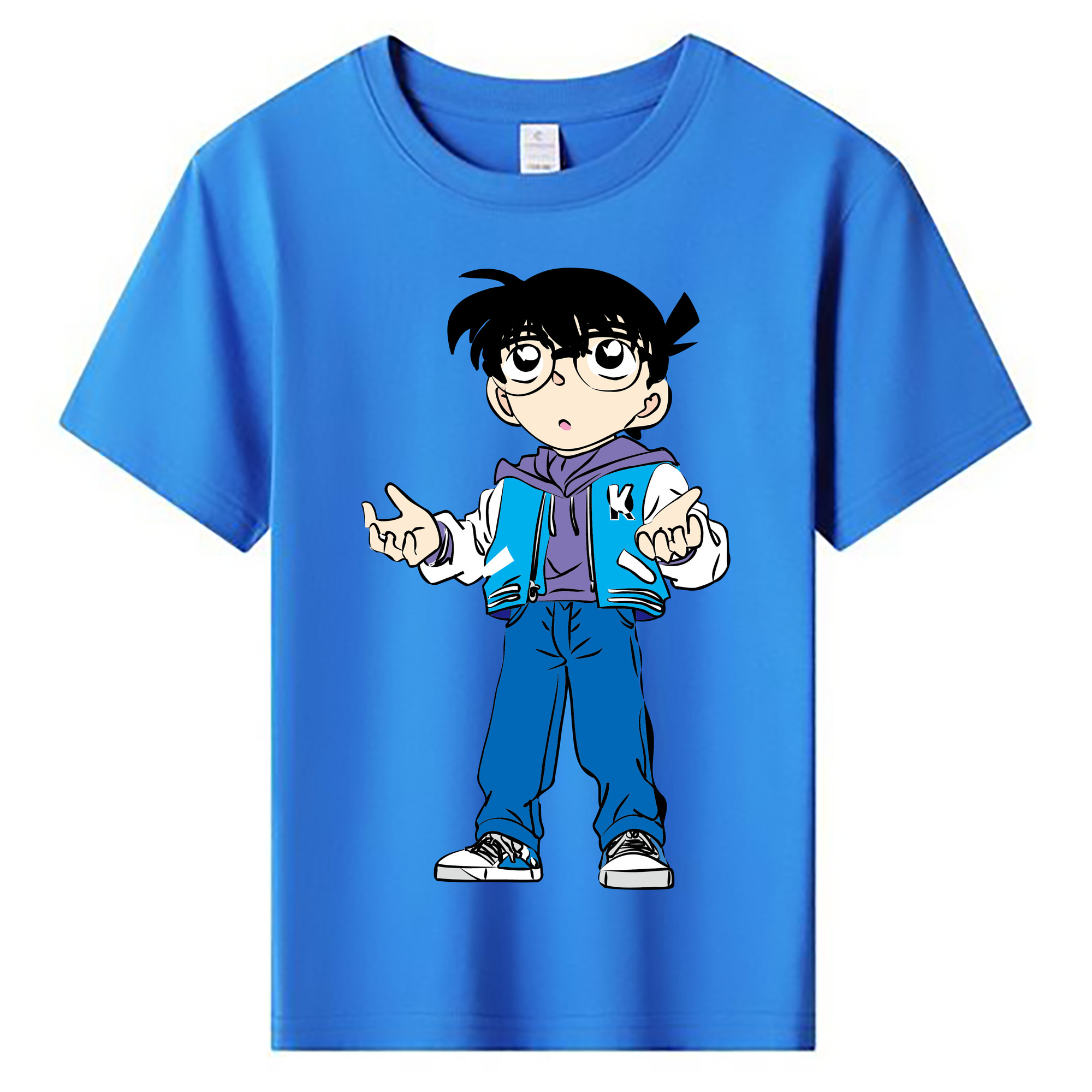 （画像用） 名探偵コナン 江戸川 コナン Detective Conan Conan Edogawa 綿100％キッズTシャツ（フロントプリント）